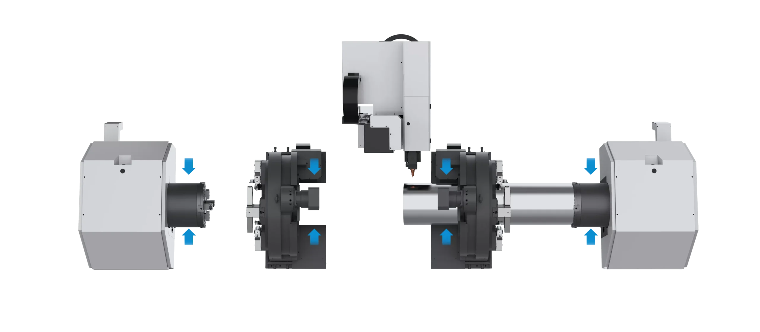 4 tokmányos csőbefogás lézersugaras csővágó gépen