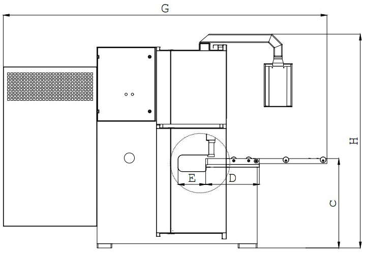 Műszaki rajz hidraulikus lemezolló oldalnézet